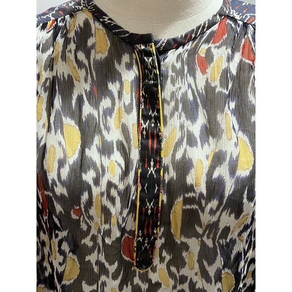 Isabel Marant Blouse Pilay Multi Printed Silk Sheer SZ 36/ US SM Long Sleeve Top - Picture 11 of 15